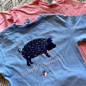 Two Simply Southern T-shirts, Youth Large, Used Condition
